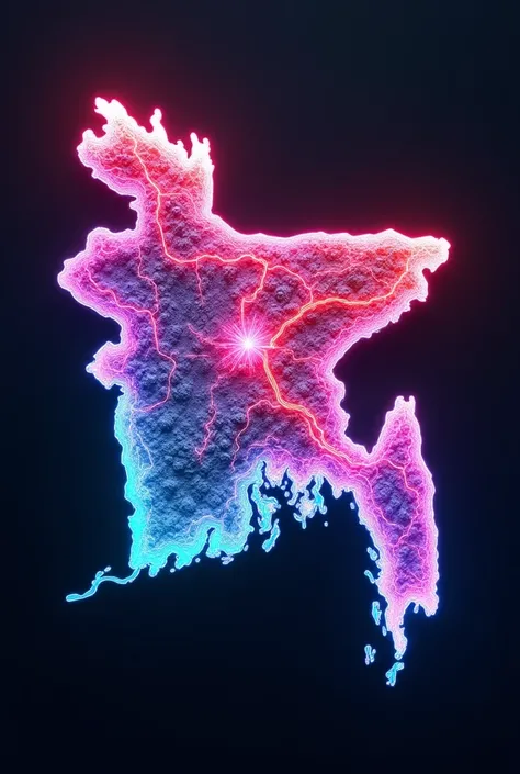 create Bangladesh map in neon realistic and attractive 