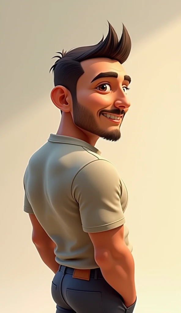 A man.. Side view, 3d Pixar cartoon