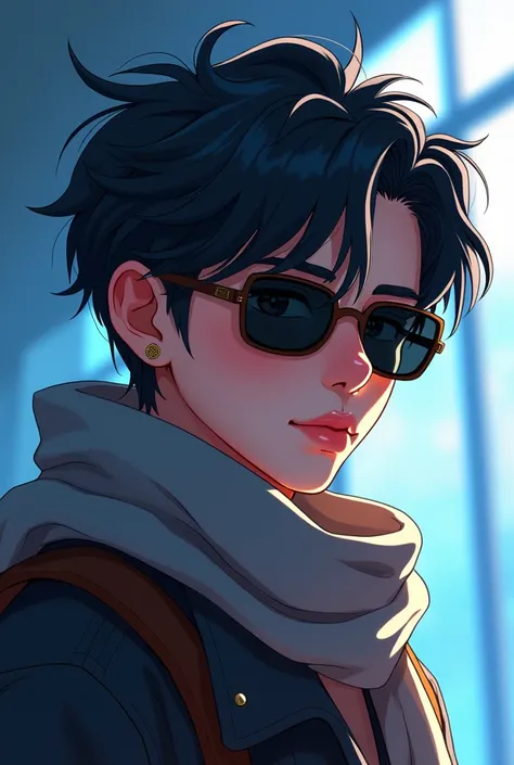 a close up of a person wearing a scarf and sunglasses, a raytraced image inspired by Jang Seung-eop, tumblr, shin hanga, toon aesthetic, second life avatar, in game, 2 k aesthetic, tane skin, looking heckin cool and stylish, y 2 k aesthetic, y2k aesthetic,...