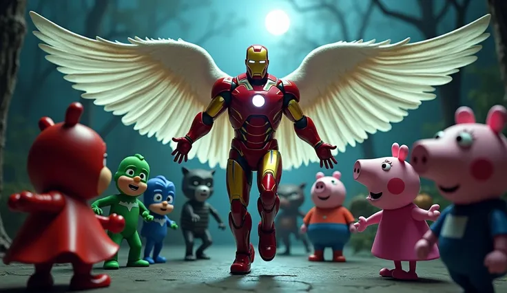 Ironman WITH angel wing Pj Masks peppa pig, spongebob, pinkfong Dance In Dame Tu Cosita Cover scary haloween
