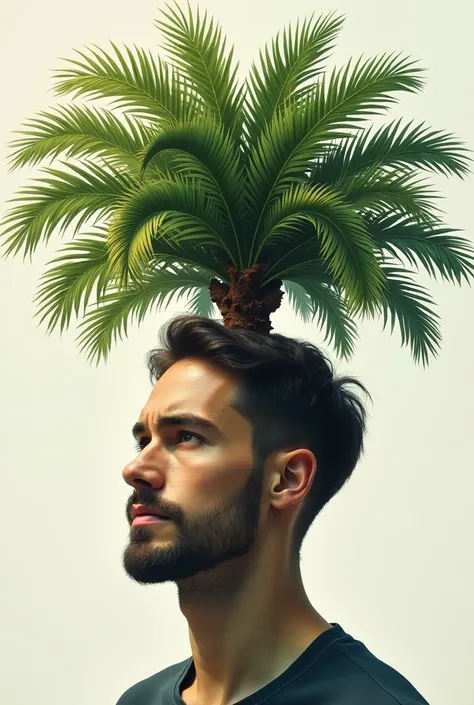 A man grows a palm tree in his head