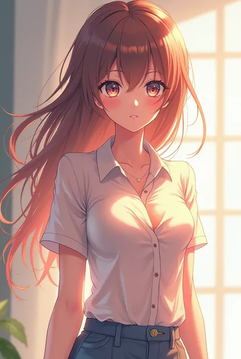 Anime girl with see through shirt 