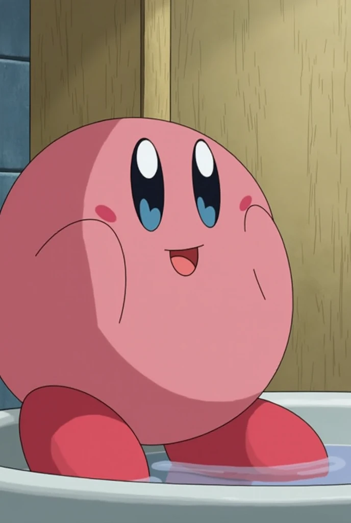 Kirby watching 2 big breasted girls bathing without bras 