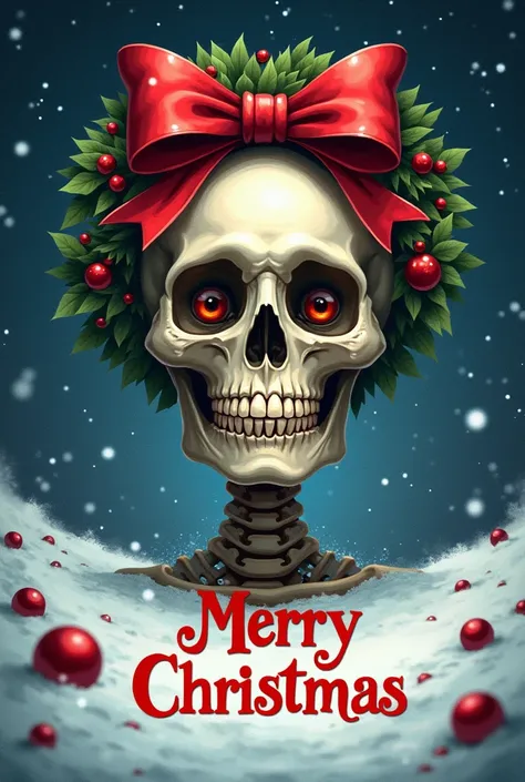 Skull with the word Merry Christmas