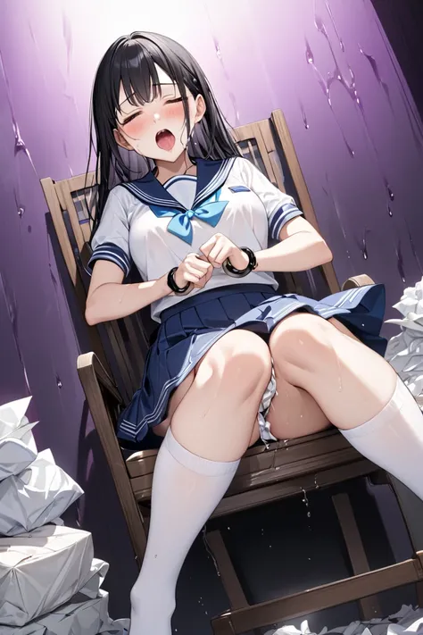 〈Character〉
1  girl、 black hair、 sailor suit、white socks below the knee、blush、 Embarrassing 、 open her mouth 、saliva、saliva is stringy、sweat、 wet 、Trembling、 close your eyes half、Point slightly upwards、Raise your gaze、 painful、 painful breathing、 white moy...