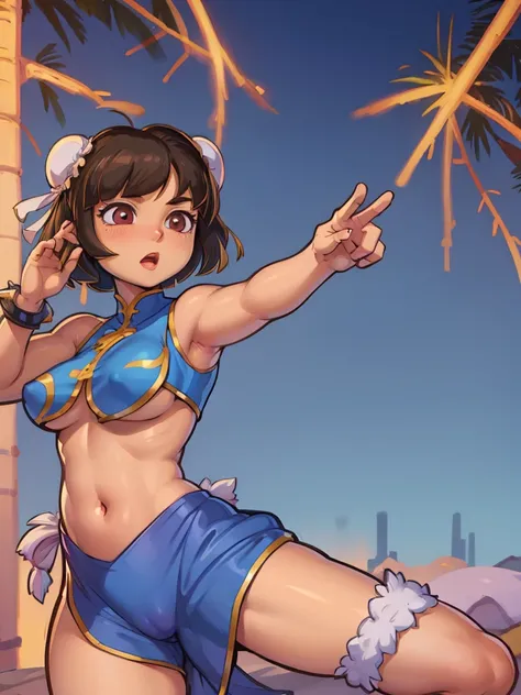 Dora The Explorer as Chun Li, Leotard