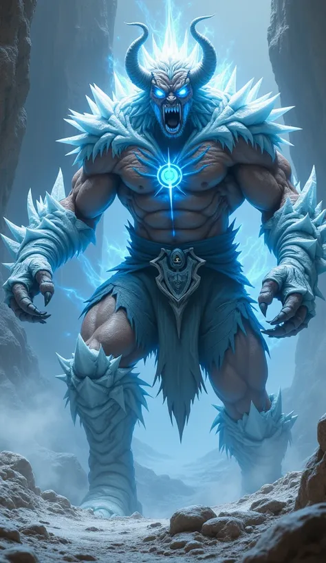 A hyper-realistic depiction of Sub-Zero and Goro merging into a colossal hybrid—a terrifying blend of icy discipline and raw, Shokan power. The merging process is violent and chaotic: Sub-Zero’s icy energy spirals outward, wrapping around Goro’s massive fo...