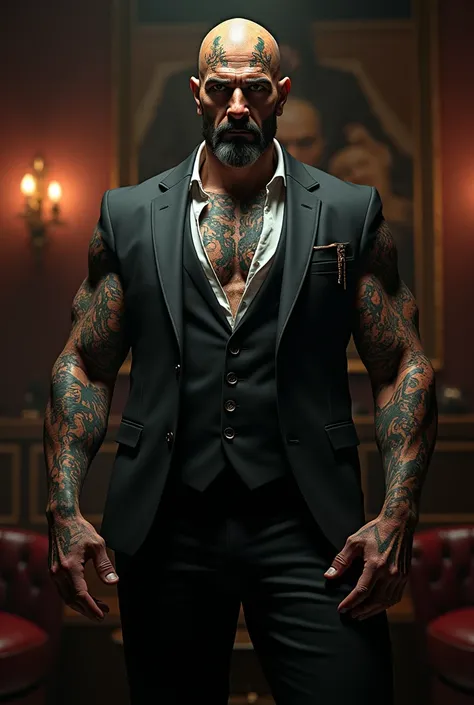 A hot Mafia man with tattoos and huge dick