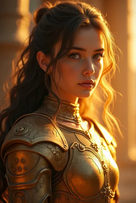 1 girl, perfect face,ultra alta resolución,  better quality, Photo, 4k, (Photorealistic:1.4),  movie lighting ,  Knights of the Zodiac ,  wearing golden medieval armor, detailed feathers, Portal do Futuro ,  volumetric light ,  high definition , magic, sac...