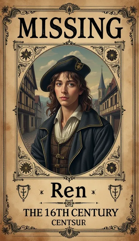 Vintage poster featuring missing ren from the 16th century