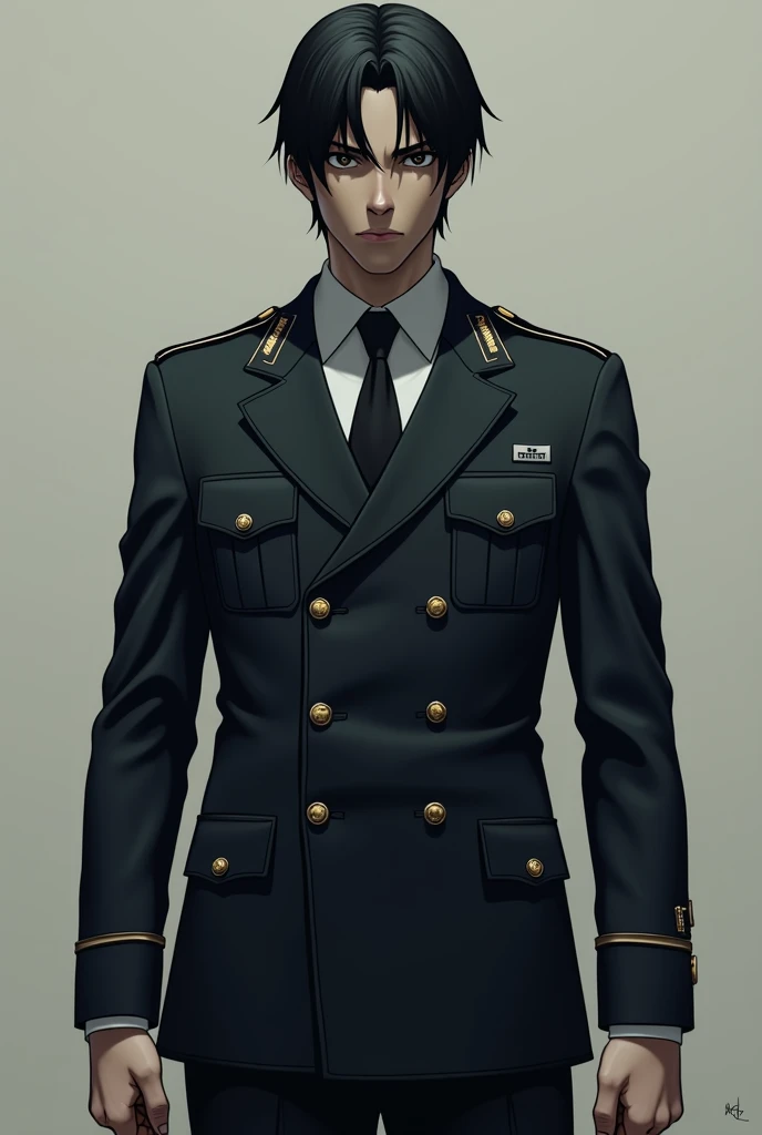  black hair, man, uniform, Black eye