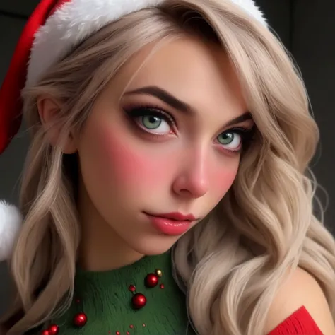 a cute woman, one of santas assessing elves, sexy costume, candy cane themed weapons, cute, bloody vengeance, gift stealing goblins, cave, detailed face, extremely detailed eyes, beautiful detailed lips, longeyelashes, beautiful detailed face, 1girl, detai...