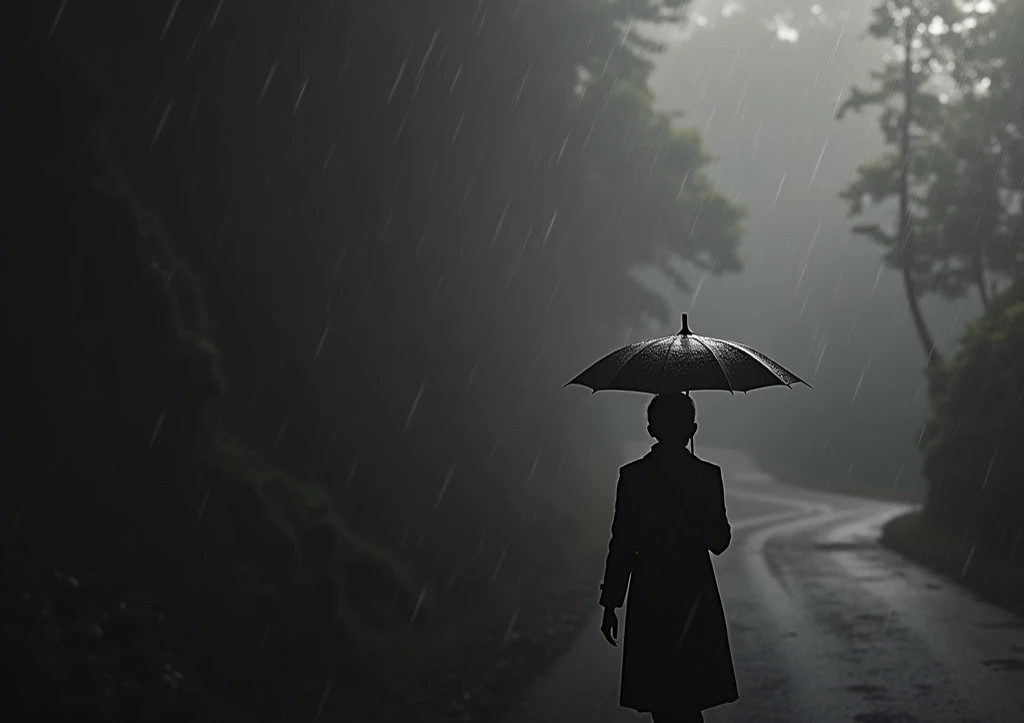 40대 한국 female. Vietnam Sapa landscape .. rain. umbrella. rain를 맞으며 서다, 검은색 silhouette, 신rain한 female, 예쁜 한국 female,  coat. rain 속에 서 있는 것, umbrella을 쓴 개인, female (( silhouette)), (((foggy )) rain도 오고, 그림자 속의 female 이미지, rain가 오는 환경에서, rain오는 날씨, 배경의 rain 내...