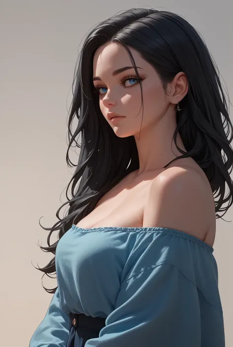 BEAUTIFUL TEEN GIRL BIG BOOBS LONG BLACK HAIR BLUE TIPPED