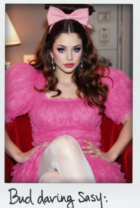 sissy, age 25, 8k (High definition), lumped shoulders, blue eyes, shy, lanky, tall, skinny arms, hunched back, long neck, heavy make up, rosey pink cheeks, long eyelashes, goth makeup, wearing a frilly hot pink lolita dress, sissy, high petticoat skirt, bo...