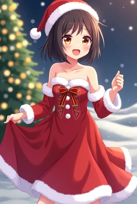 Hinata wearing Christmass red Santa Claus dress 