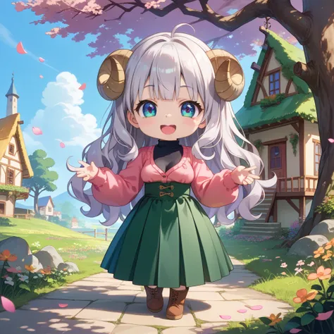 (masterpiece, ultra detailed illustration, best quality:1.3),high resolution, five fingers, perfect drawn fingers,1girl,(loli, chibi anime:1.3),full body shot, kawaii, attractive face, looking at the viewer,(silver hair:1.2),(wavy long hair:1.2),blue eyes,...