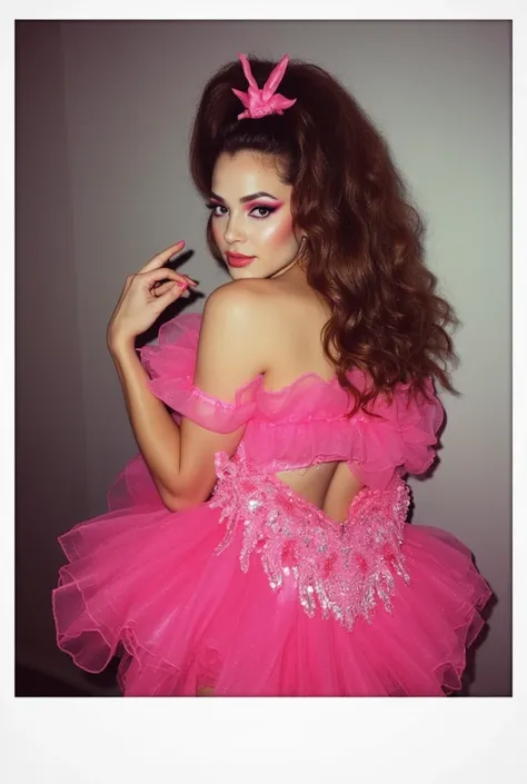 sissy, age 25, 8k (High definition), lumped shoulders, blue eyes, shy, lanky, tall, skinny arms, hunched back, long neck, heavy make up, rosey pink cheeks, long eyelashes, goth makeup, wearing a frilly hot pink lolita dress, sissy, high petticoat skirt, bo...