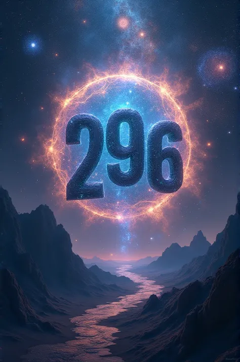 An image of the number 296 in fictional style in the galaxy 
