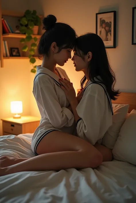  perfect face to have sex, Korean high school couples first night, School uniform, studio apartment