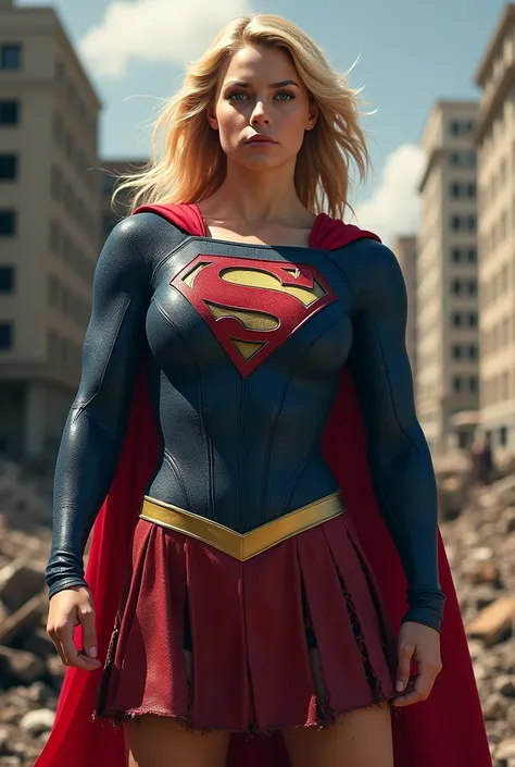 Topless supergirl after fight