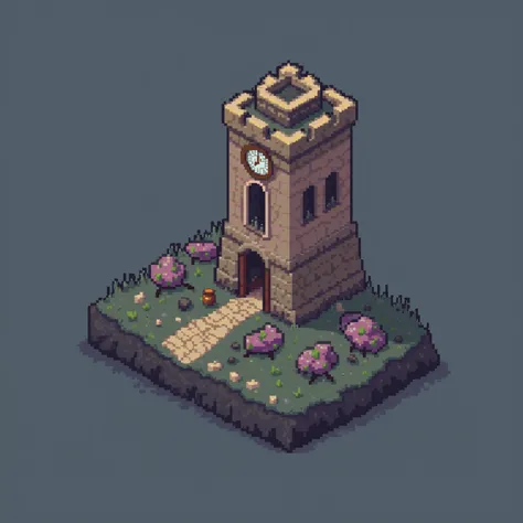 pixel art of a castle with a clock tower and a door, isometric pixel art, isometric voxel art, high quality voxel art, isometric pixelart, detailed pixel art, isometric view of a wizard tower, pixel art isometric drawing, pixel art style, isometric voxel, ...