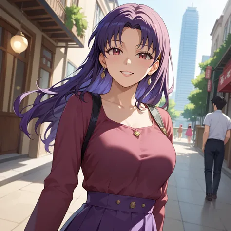 
anime girl in purple dress standing in a large building, an anime drawing inspired by Hisui Sugiura, pixiv, shin hanga, marin kitagawa fanart, seductive anime girl, attractive anime girl, female anime character, nishimiya shouko, anime visual of a young w...