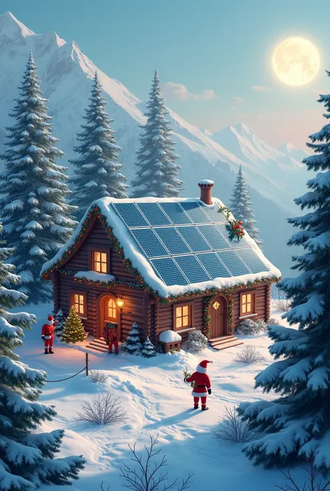 Solar plant in christmas with santa