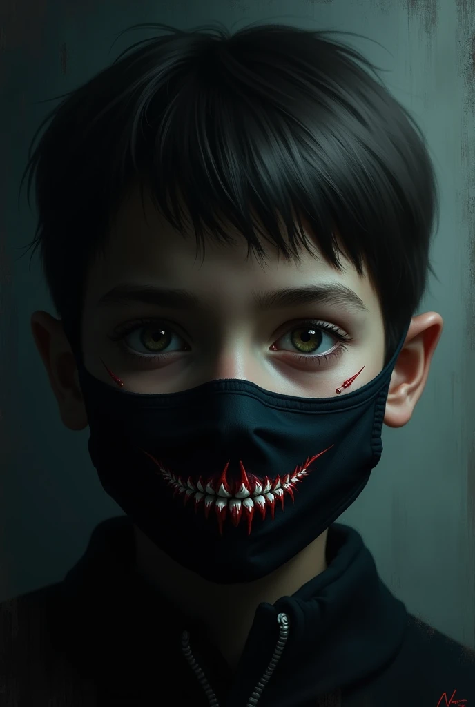 A boys with mask dark  horror type logo, name Nayem Hossen 