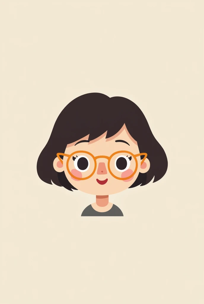 Create an icon image。Girl with short glasses