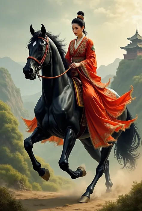 Wu Zetian trained to ride a big dark horse