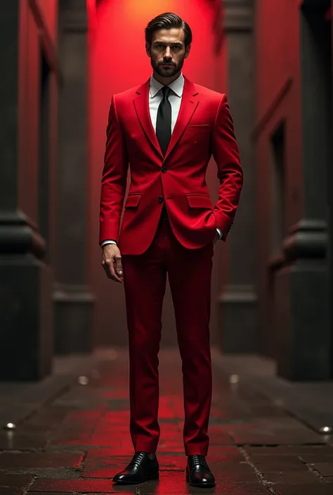 A man in a red suit