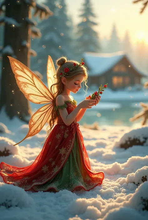 Christmas fairy who writes the name Emilia 3d