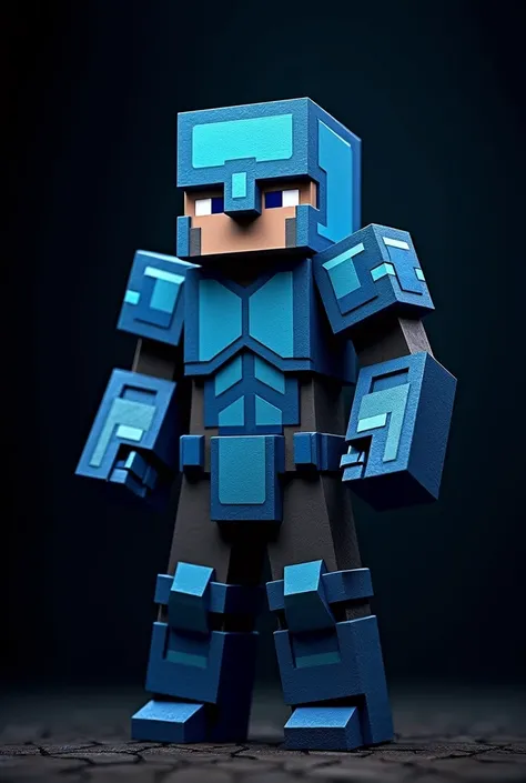 minecarft blue gladiator character on black background