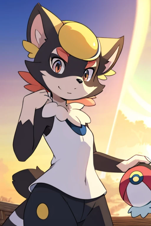 Female furry teenager raccoon alola pokemon sun and moon style