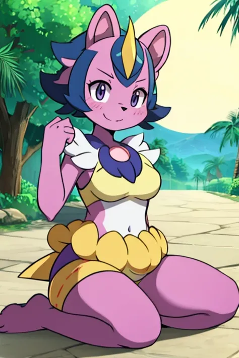 Female furry teenager purple weasel alola pokemon sun and moon style