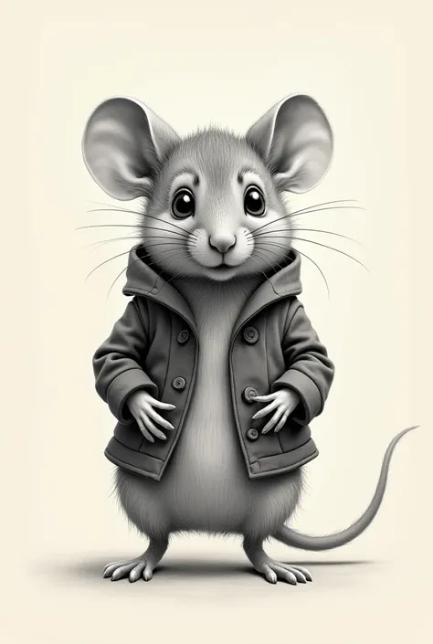 Realistic drawing of a mouse with a jacket on 