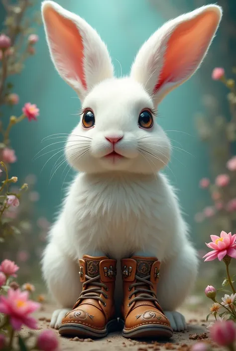 White rabbit in boots