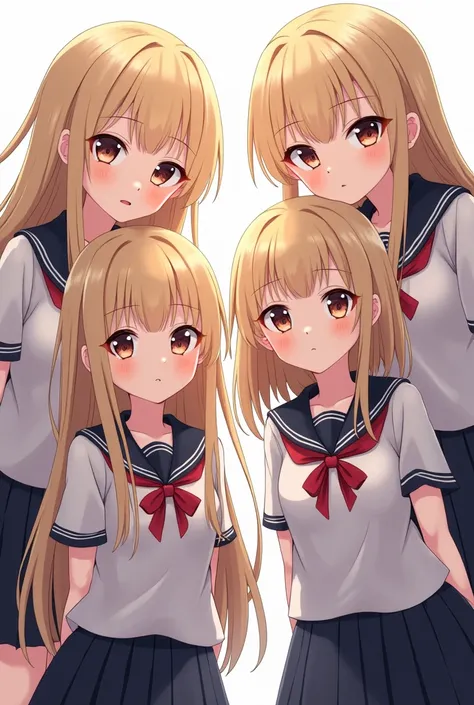 4 girls,  unique ,  looking at the audience ,  blush,  HD,  very long hair ,  hair between eyes,  hair between eyes, blond,  Big Breasts ,  blush, School uniform rm 