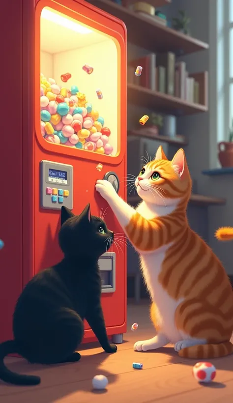 Cats play with gacha