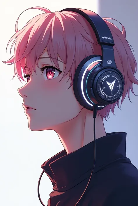 One anime boy with headphone