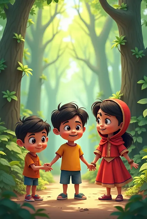 Heres a concept for a cartoon video in Hindi:

Title: बच्चों की दुनिया (Bachchon Ki Duniya)
Storyline:
The cartoon revolves around four friends - रोहन (Rohan), प्रिया (Priya), सोहन (Sohan), and मोहन (Mohan). They live in a magical world filled with talking...