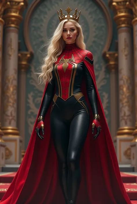 Create image of Spider-Man female version as a queen without mask 