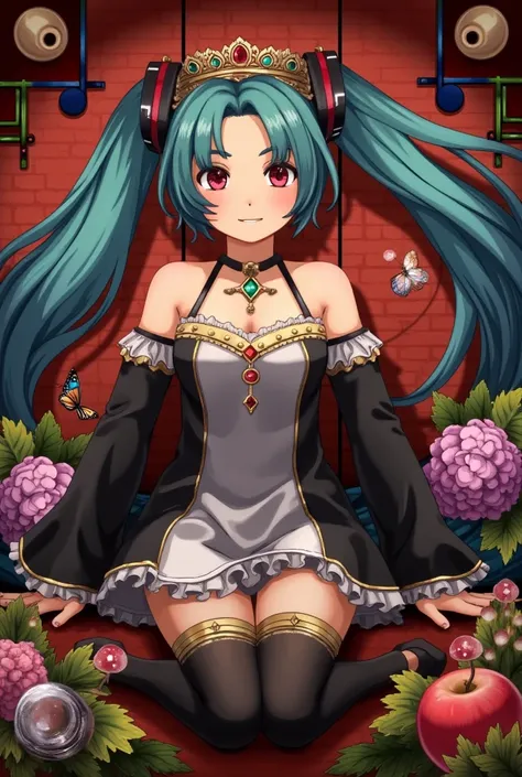 (masterpiece、 top quality 、 top quality 、 Official Art、 beautiful beautiful:1.2)、(1 person:1.3) Hatsune Miku 、 twin tails, Beautiful breasts , ((Extremely detailed)),( ultra detail on a Japanese futon),(Painting),  chiaroscuro,  Extremely Detailed CG Unity...