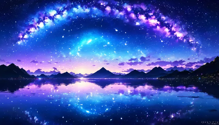 Night Sky, star空, Milky Way, star, star屑, Milky Way, star雲, star団, 流star, Celestial Bodies観測, horizon , silhouette, Mountain, ocean , lake, City lights, gradients , Azure, Ultramarine, green, Purple , black, darkness, mystery, grow up, universe, Ea...