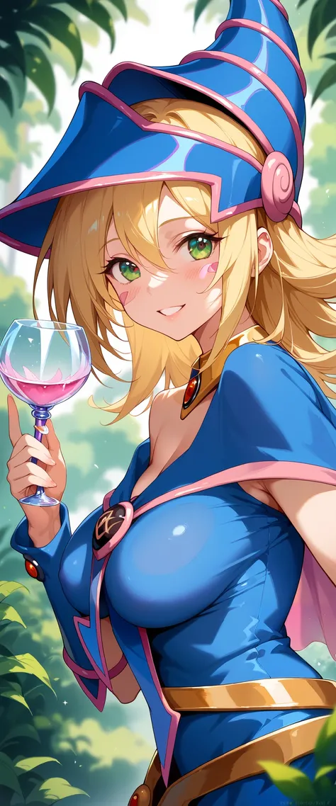 Dark Magician Girl NSFW, Glass Covered, Upper Body, Side Shot, Alternate Color, Masterpiece, Detailed Illustration, Realistic, Pixiv Top Quality, Exquisite, {{{Cute Dark Magician Girl 1}}}, Super Beauty Merging with machine, crafted shabby chic pattern, be...