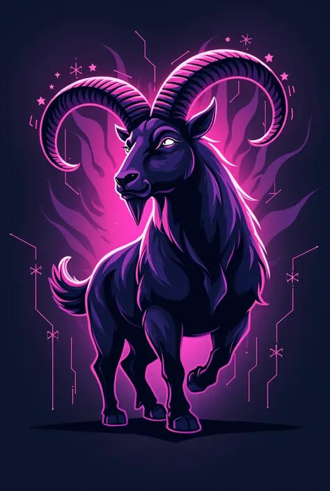 Make me a symbol for my e-sports team related to a goat in purple and black