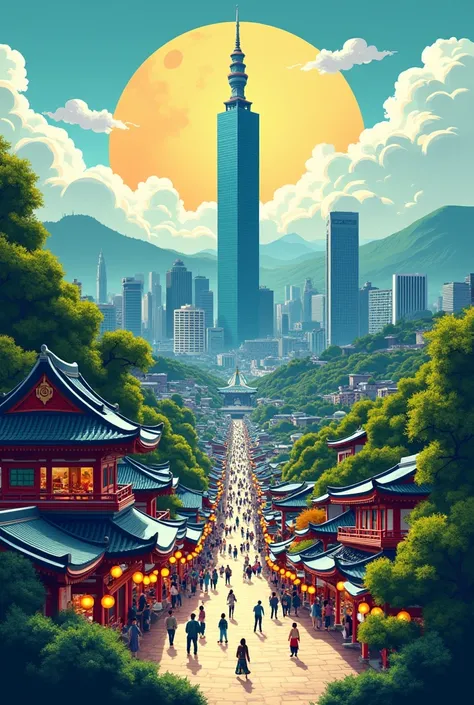 Taipei city travel poster 