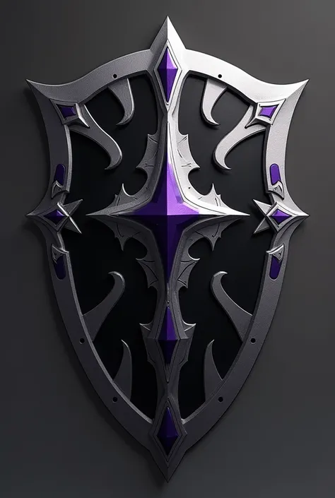 Black and white shield with purple details