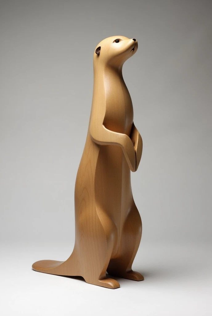  Create a mimimalistic wooden sculpture of an otter , Victor Brecheret style 